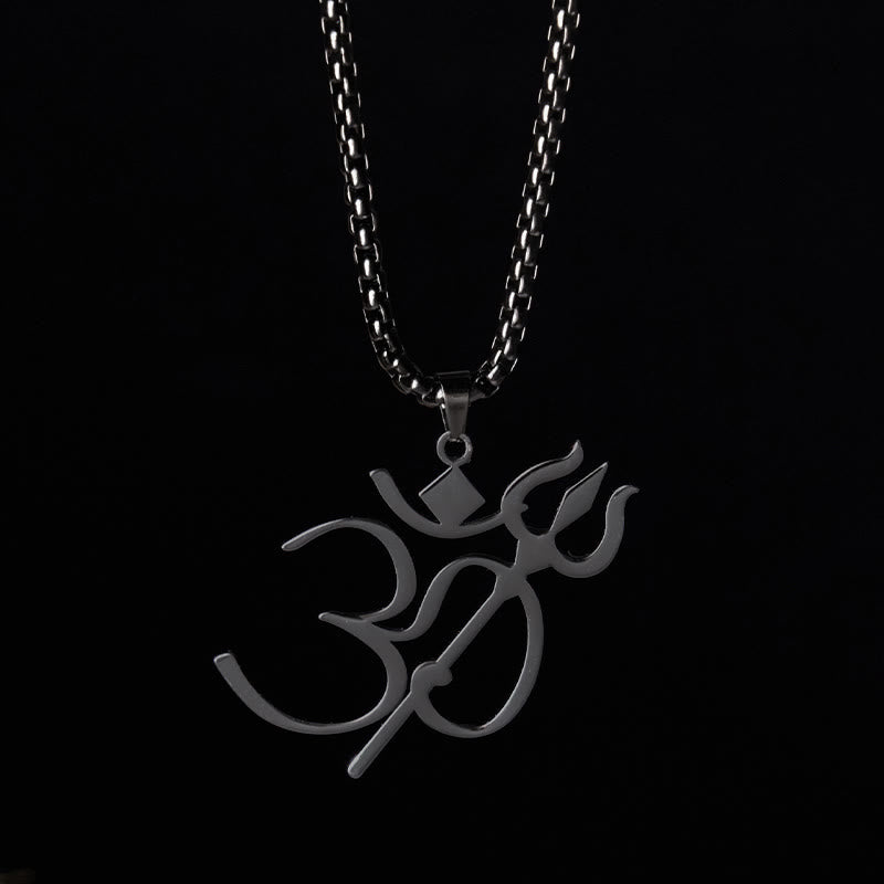 Nimara Ritual Trident OM Symbol Stainless Steel Connection Necklace Pendant