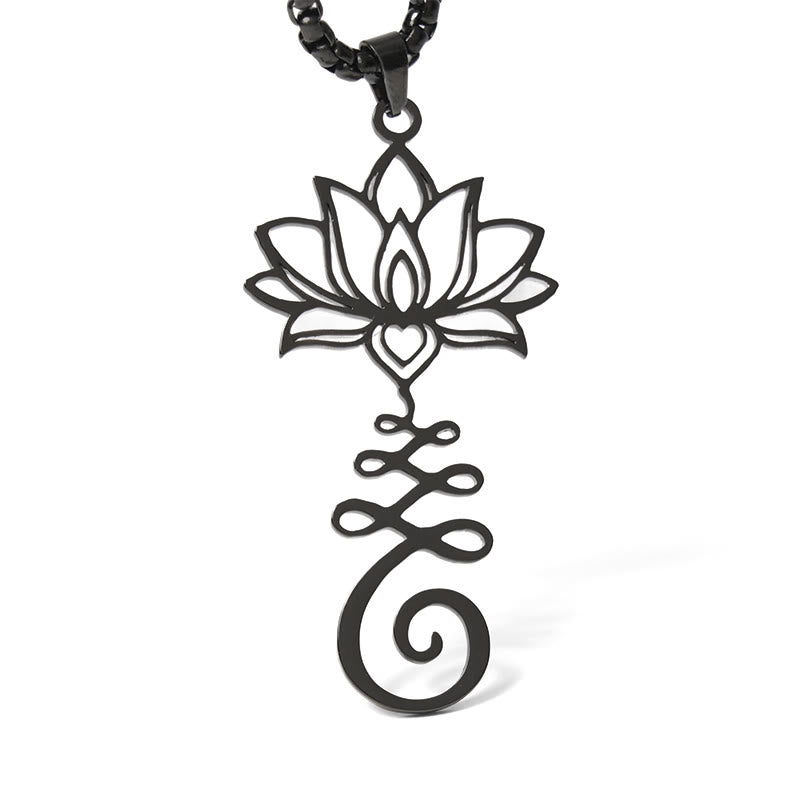 Nimara Ritual Chakra Symbol Irregular Design Lotus Stainless Steel Enlightenment Necklace Pendant