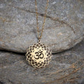 Nimara Ritual Hollow Lotus Design Om Symbol Stainless Steel Connection Necklace Pendant