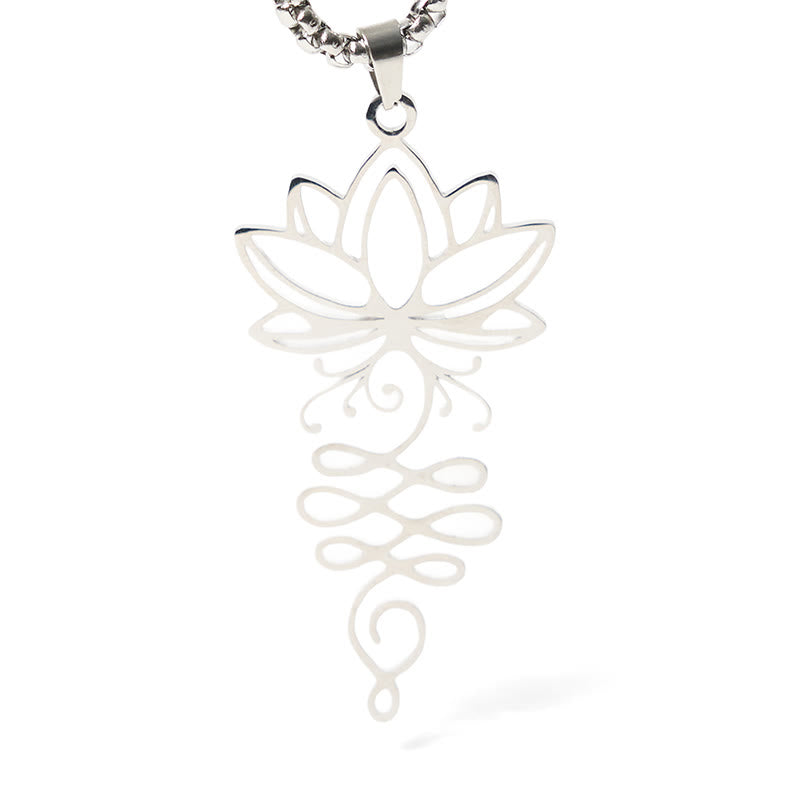 Nimara Ritual Lotus Vines Design Chakra Symbol Stainless Steel Enlightenment Necklace Pendant