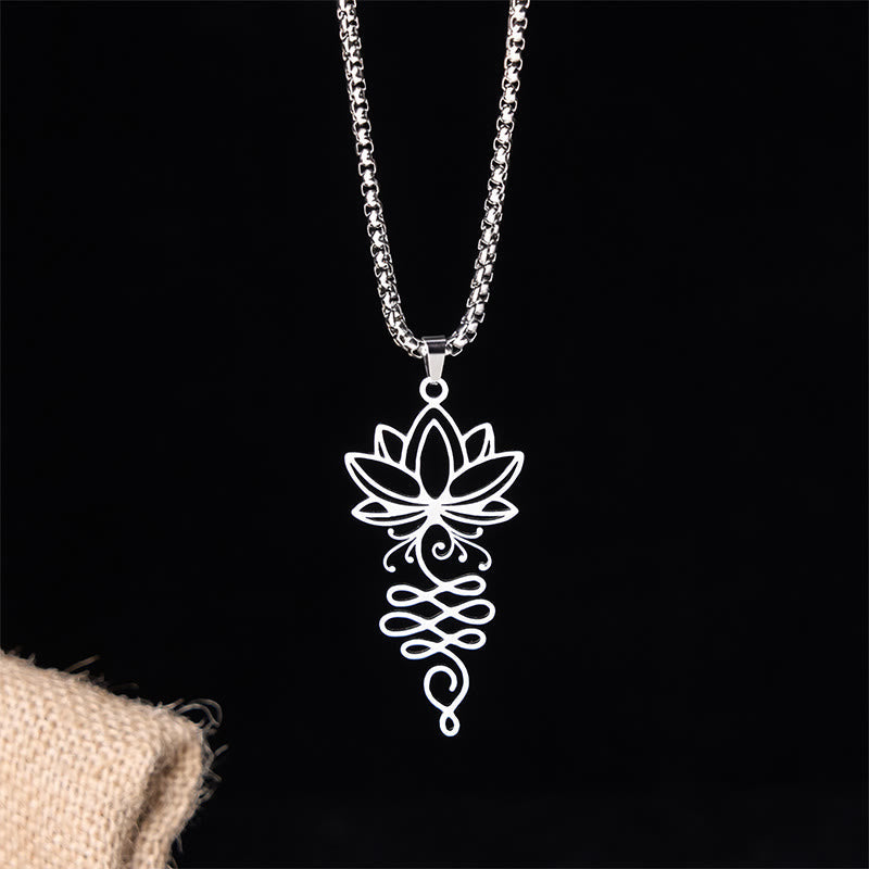 Nimara Ritual Lotus Vines Design Chakra Symbol Stainless Steel Enlightenment Necklace Pendant
