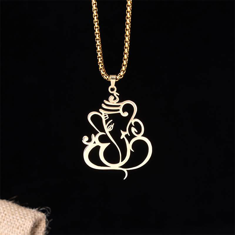 Nimara Ritual Ganesh Elephant Stainless Steel Protection Necklace Pendant