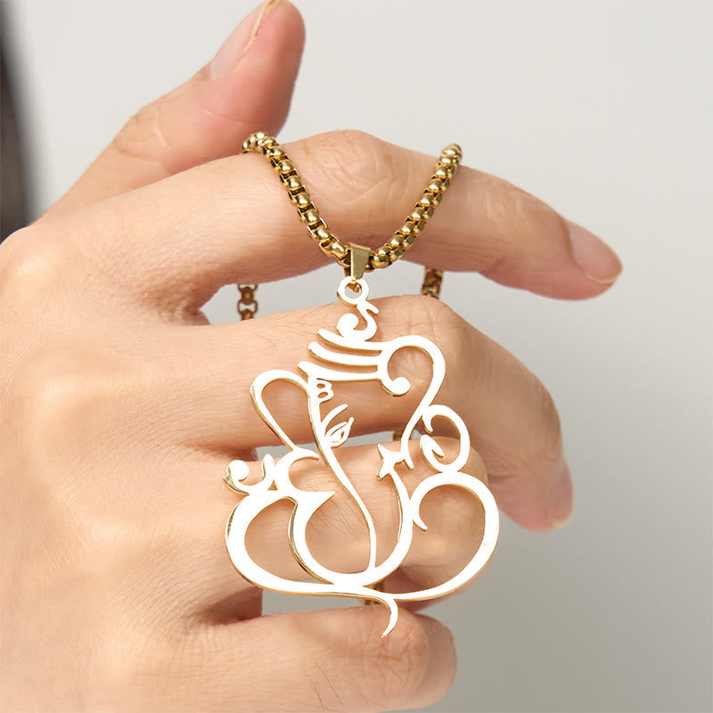 Nimara Ritual Ganesh Elephant Stainless Steel Protection Necklace Pendant