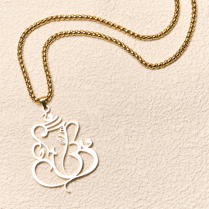 Nimara Ritual Ganesh Elephant Stainless Steel Protection Necklace Pendant