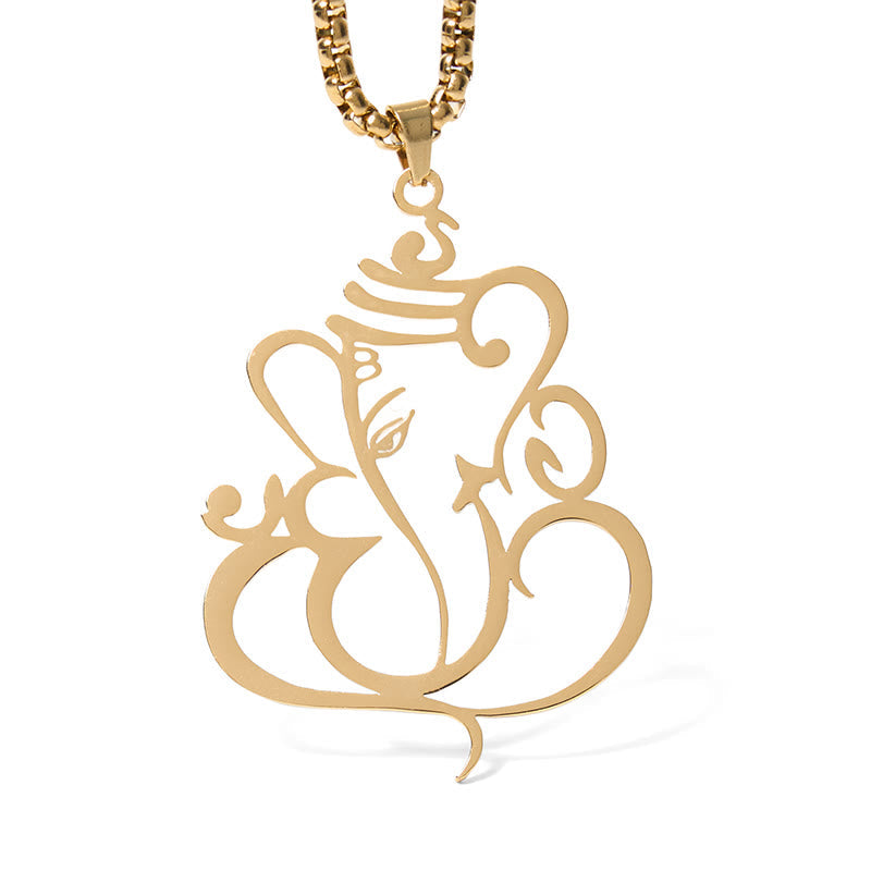 Nimara Ritual Ganesh Elephant Stainless Steel Protection Necklace Pendant