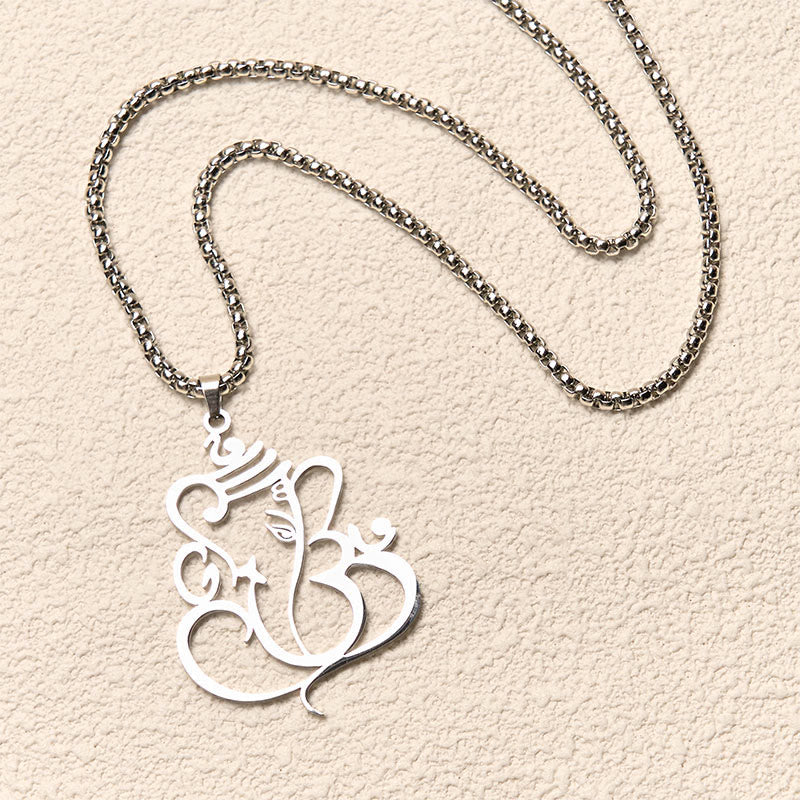 Nimara Ritual Ganesh Elephant Stainless Steel Protection Necklace Pendant