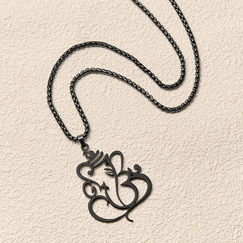 Nimara Ritual Ganesh Elephant Stainless Steel Protection Necklace Pendant