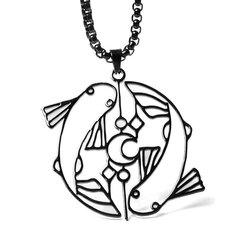 Nimara Ritual Vintage Koi Fish Hollow Design Stainless Steel Luck Necklace Pendant