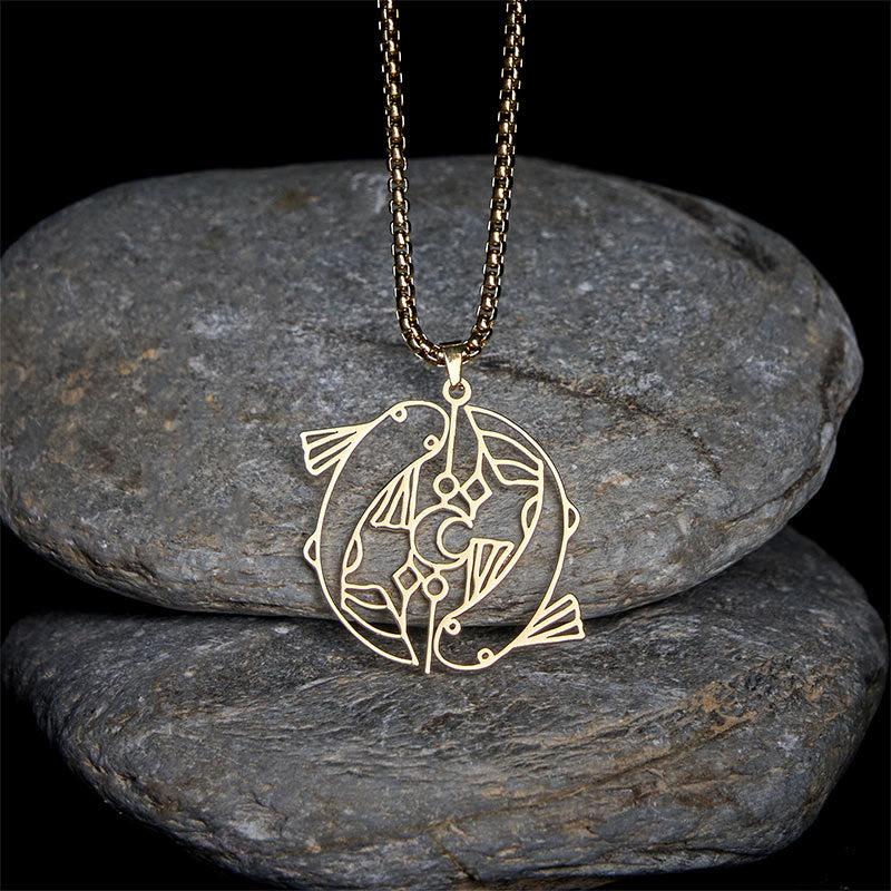 Nimara Ritual Vintage Koi Fish Hollow Design Stainless Steel Luck Necklace Pendant