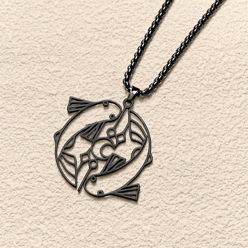 Nimara Ritual Vintage Koi Fish Hollow Design Stainless Steel Luck Necklace Pendant