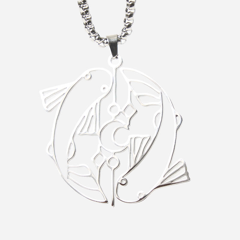 Nimara Ritual Vintage Koi Fish Hollow Design Stainless Steel Luck Necklace Pendant