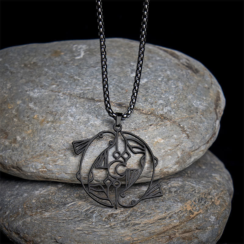 Nimara Ritual Vintage Koi Fish Hollow Design Stainless Steel Luck Necklace Pendant