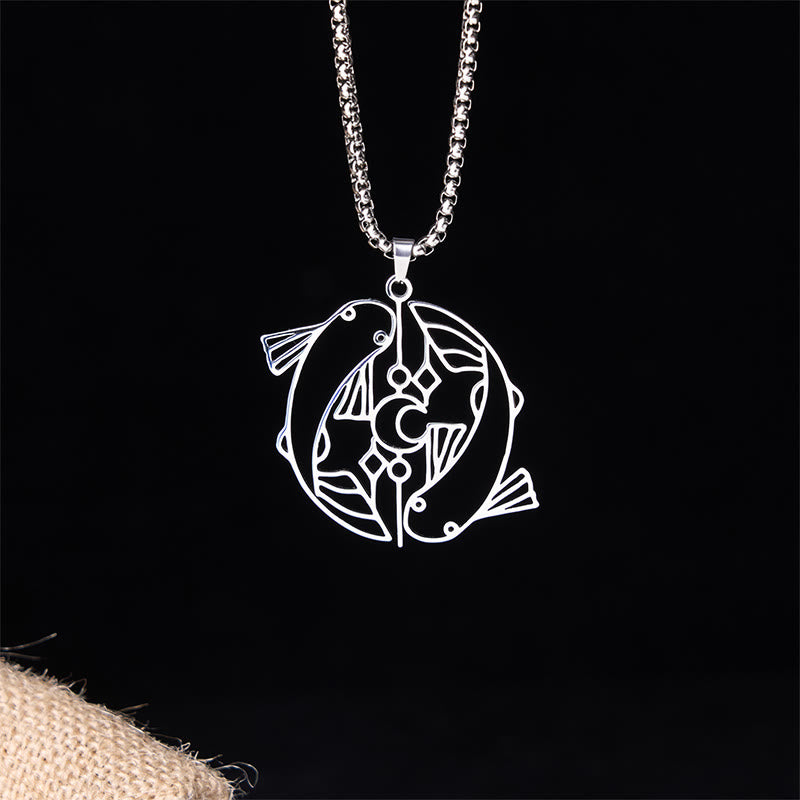Nimara Ritual Vintage Koi Fish Hollow Design Stainless Steel Luck Necklace Pendant