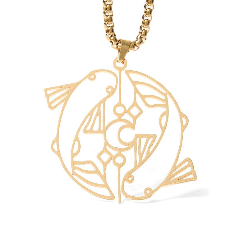 Nimara Ritual Vintage Koi Fish Hollow Design Stainless Steel Luck Necklace Pendant