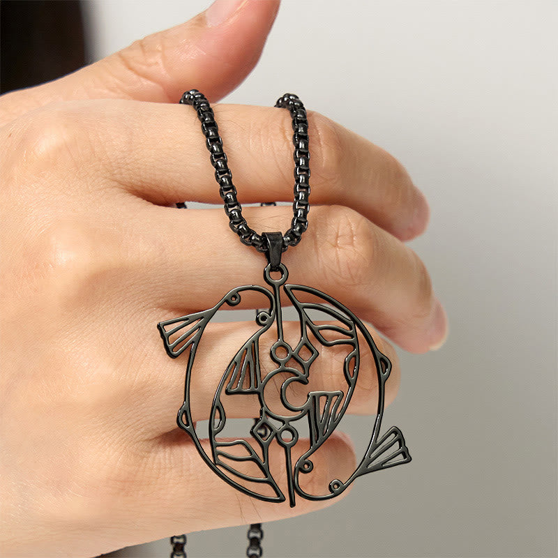 Nimara Ritual Vintage Koi Fish Hollow Design Stainless Steel Luck Necklace Pendant