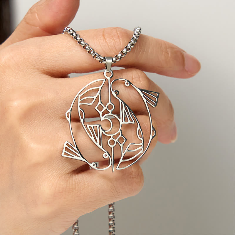 Nimara Ritual Vintage Koi Fish Hollow Design Stainless Steel Luck Necklace Pendant