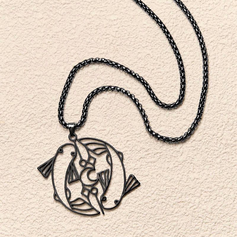 Nimara Ritual Vintage Koi Fish Hollow Design Stainless Steel Luck Necklace Pendant