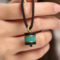 Nimara Ritual Ebony Wood Turquoise Cylinder Peace Necklace Pendant