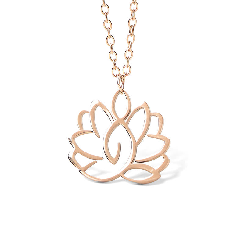 Nimara Ritual Hollow Lotus Design Stainless Steel Enlightenment Necklace Pendant