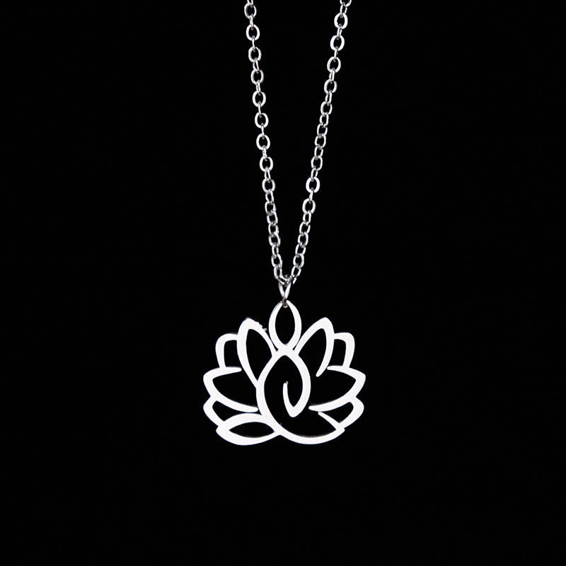 Nimara Ritual Hollow Lotus Design Stainless Steel Enlightenment Necklace Pendant