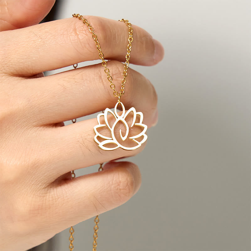 Nimara Ritual Hollow Lotus Design Stainless Steel Enlightenment Necklace Pendant