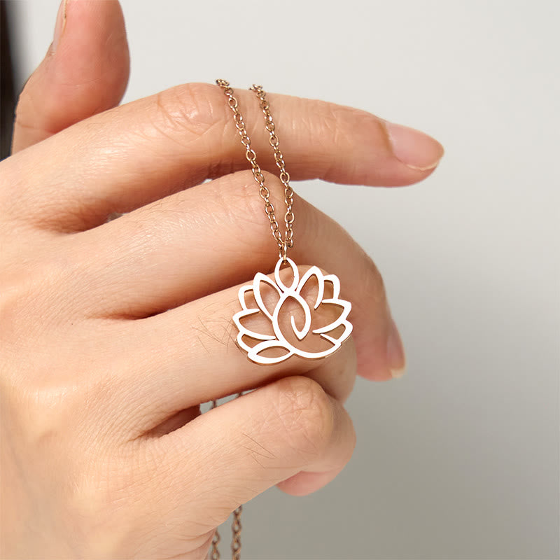 Nimara Ritual Hollow Lotus Design Stainless Steel Enlightenment Necklace Pendant