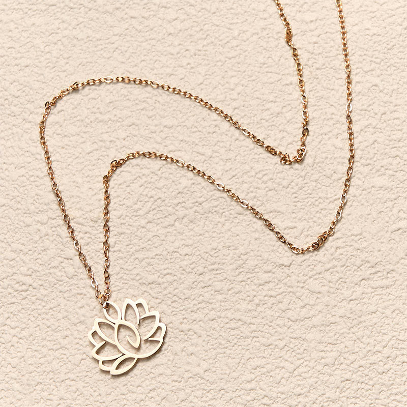 Nimara Ritual Hollow Lotus Design Stainless Steel Enlightenment Necklace Pendant