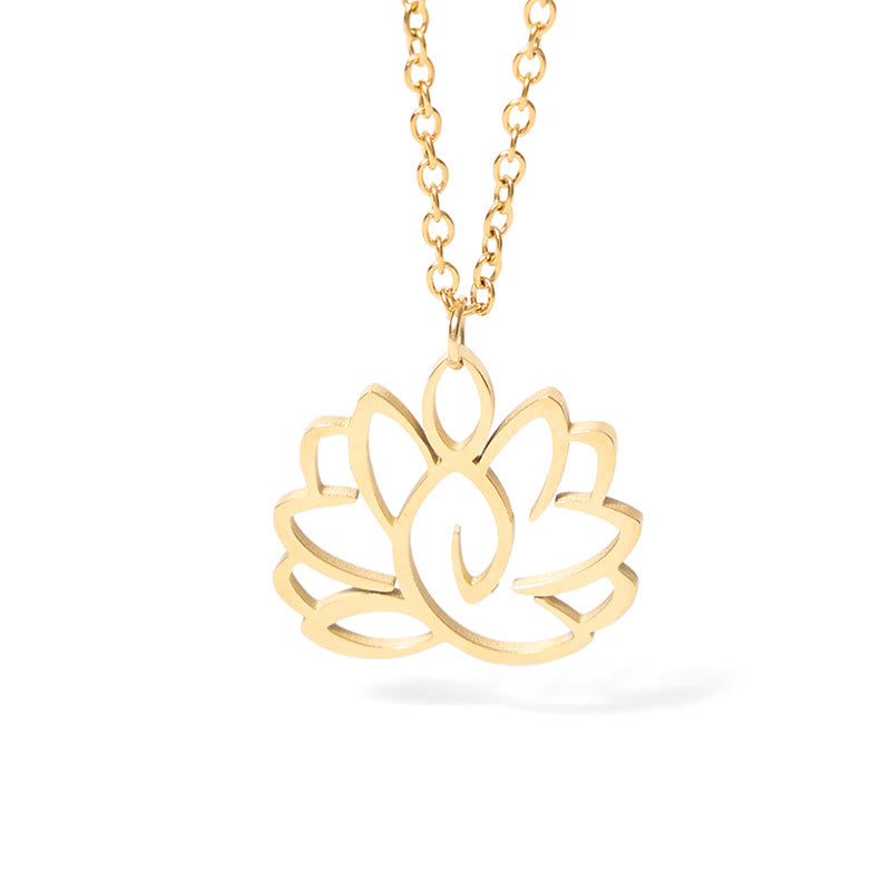 Nimara Ritual Hollow Lotus Design Stainless Steel Enlightenment Necklace Pendant
