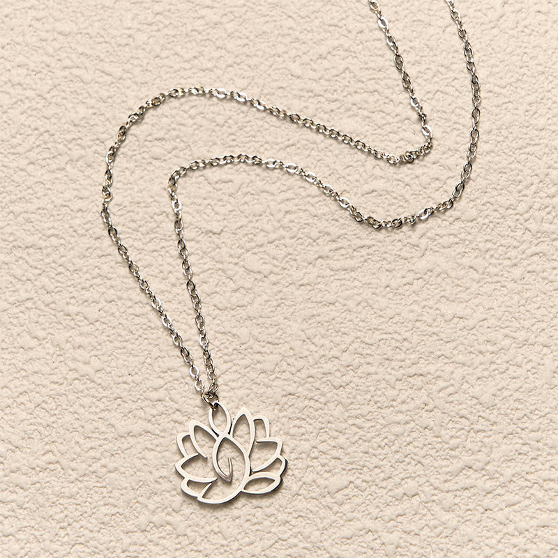 Nimara Ritual Hollow Lotus Design Stainless Steel Enlightenment Necklace Pendant