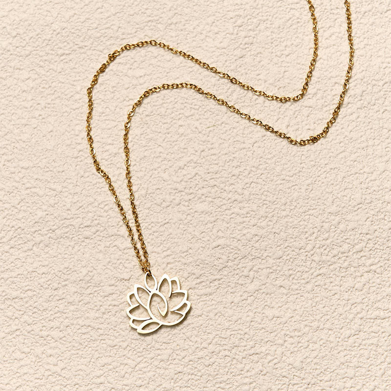 Nimara Ritual Hollow Lotus Design Stainless Steel Enlightenment Necklace Pendant