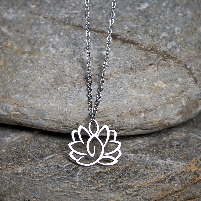 Nimara Ritual Hollow Lotus Design Stainless Steel Enlightenment Necklace Pendant