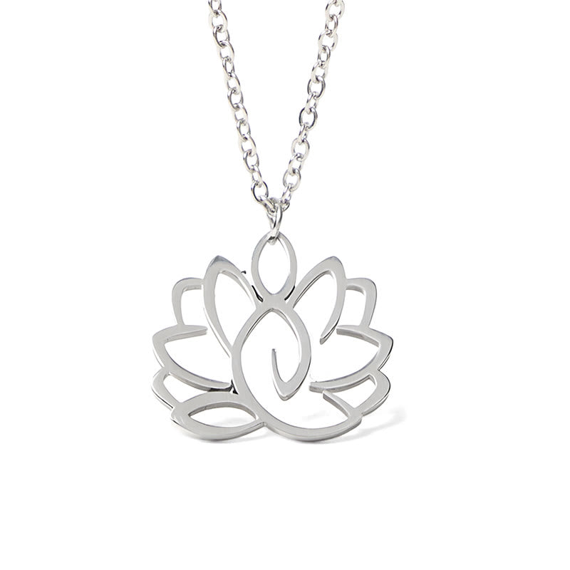 Nimara Ritual Hollow Lotus Design Stainless Steel Enlightenment Necklace Pendant