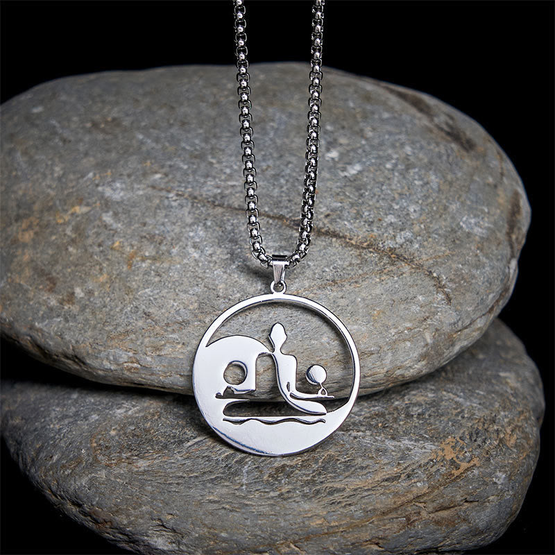 Nimara Ritual Yin Yang Buddha Figure Hollow Design Stainless Steel Balance Necklace Pendant