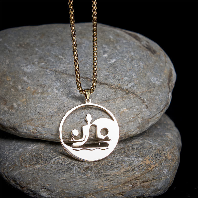 Nimara Ritual Yin Yang Buddha Figure Hollow Design Stainless Steel Balance Necklace Pendant