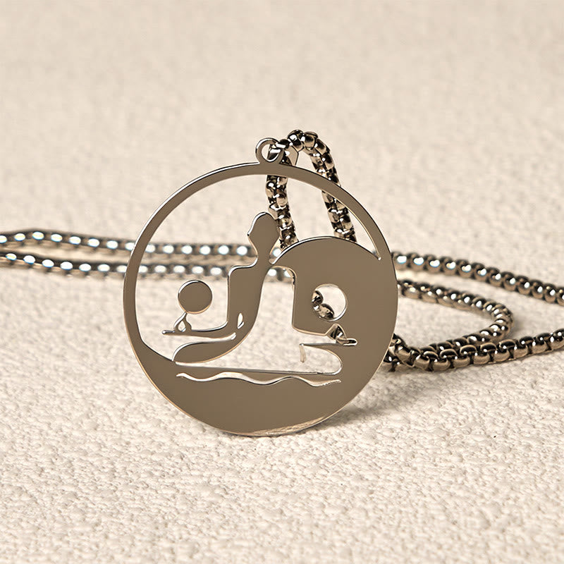 Nimara Ritual Yin Yang Buddha Figure Hollow Design Stainless Steel Balance Necklace Pendant
