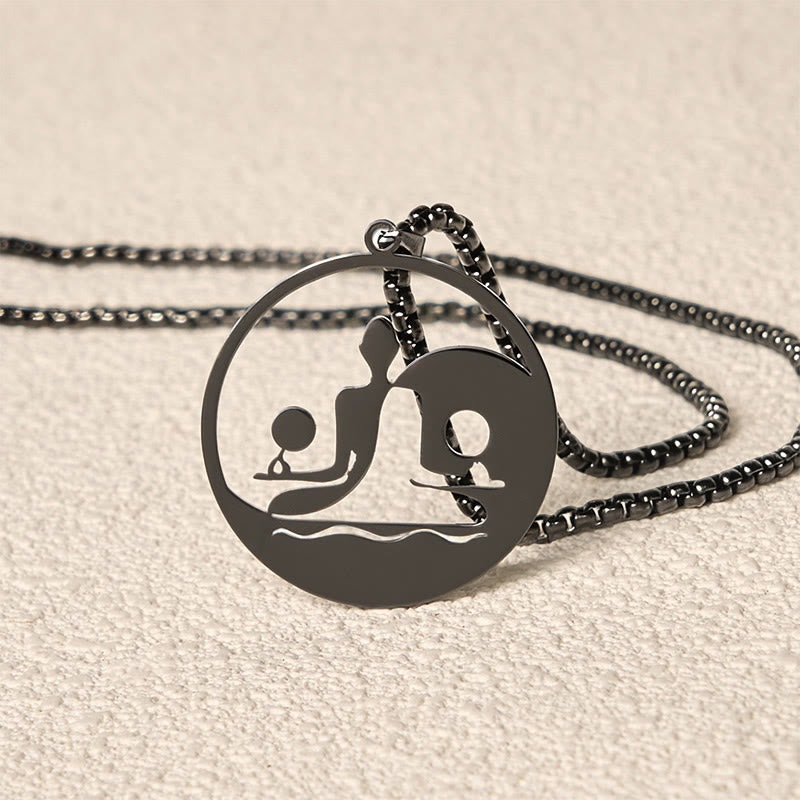 Nimara Ritual Yin Yang Buddha Figure Hollow Design Stainless Steel Balance Necklace Pendant