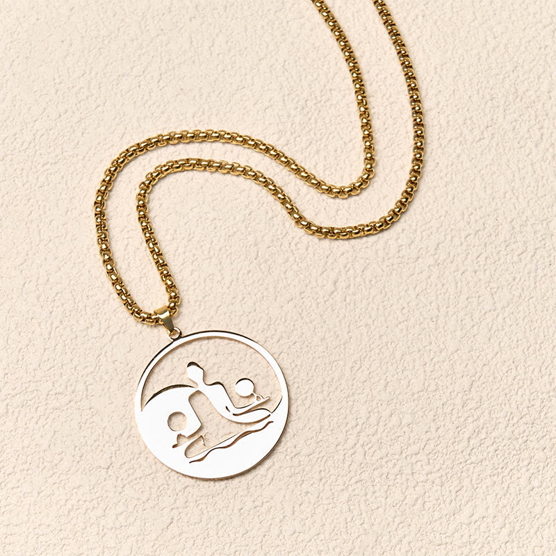 Nimara Ritual Yin Yang Buddha Figure Hollow Design Stainless Steel Balance Necklace Pendant