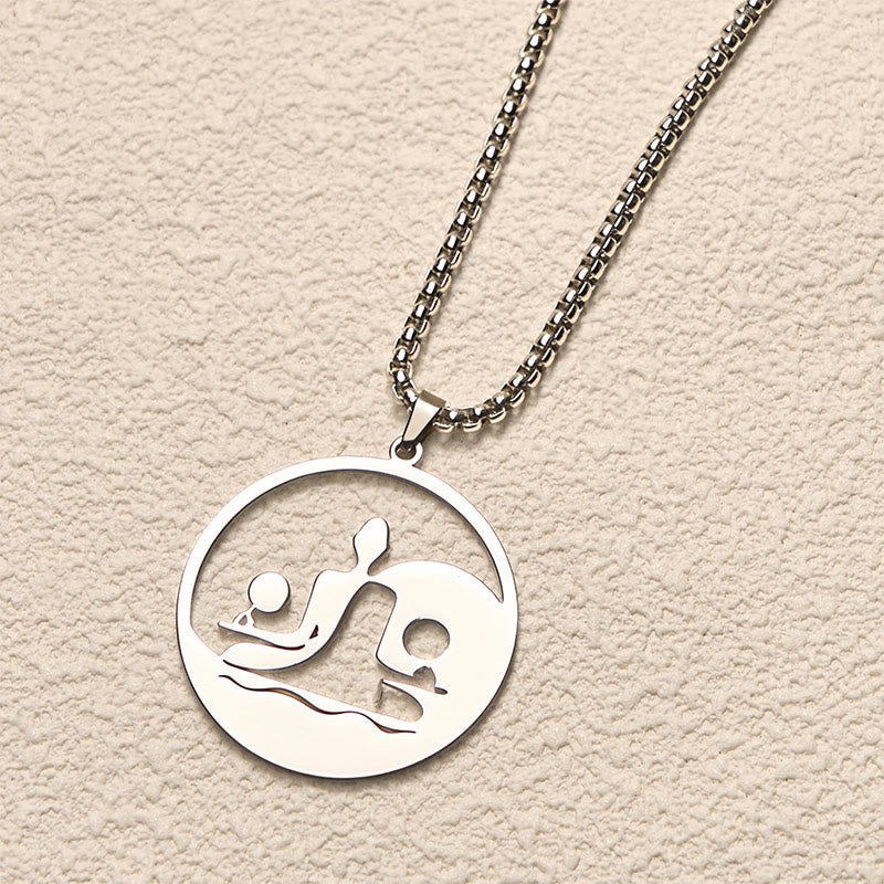 Nimara Ritual Yin Yang Buddha Figure Hollow Design Stainless Steel Balance Necklace Pendant
