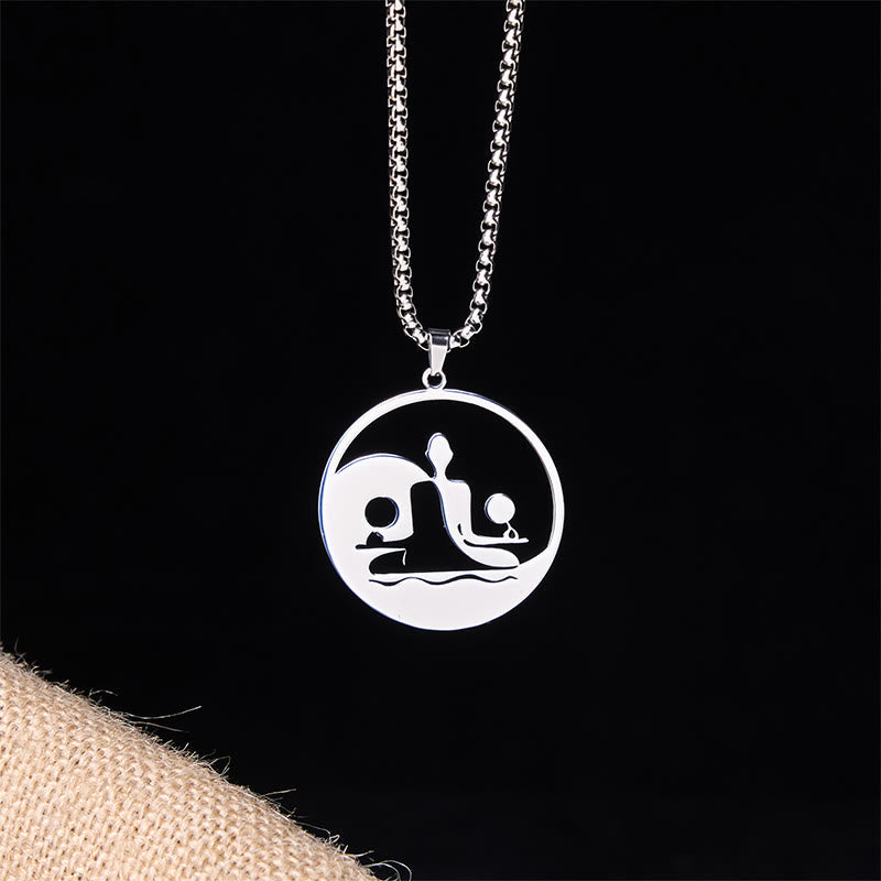 Nimara Ritual Yin Yang Buddha Figure Hollow Design Stainless Steel Balance Necklace Pendant