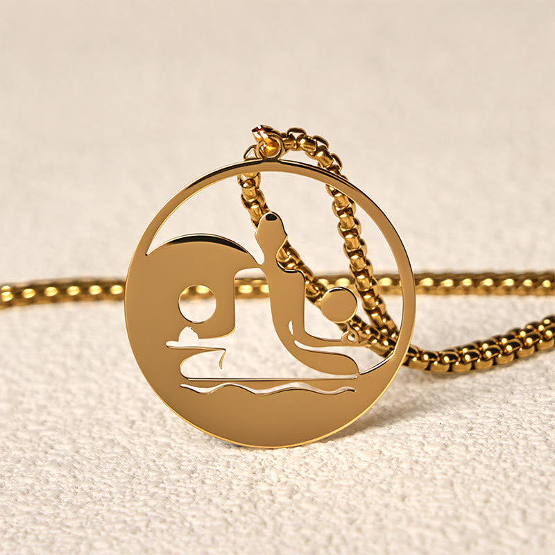 Nimara Ritual Yin Yang Buddha Figure Hollow Design Stainless Steel Balance Necklace Pendant