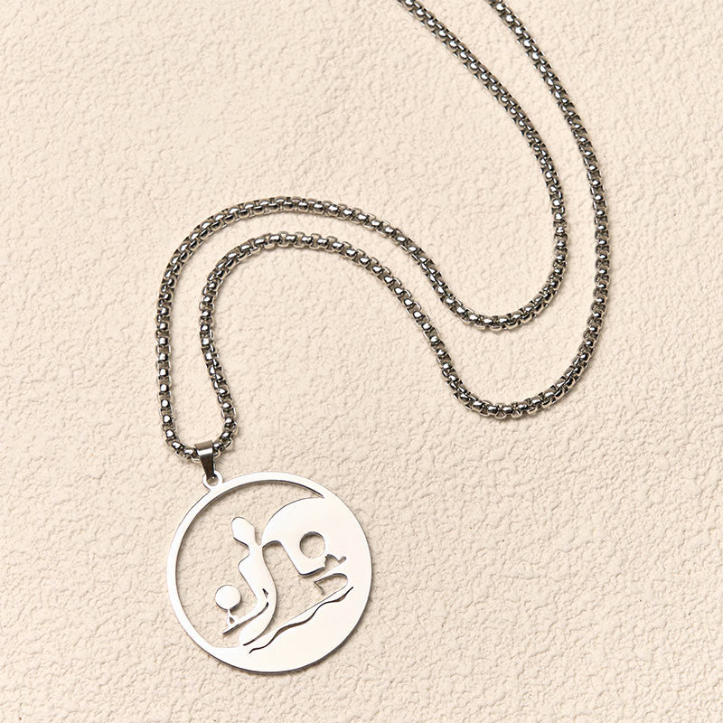 Nimara Ritual Yin Yang Buddha Figure Hollow Design Stainless Steel Balance Necklace Pendant