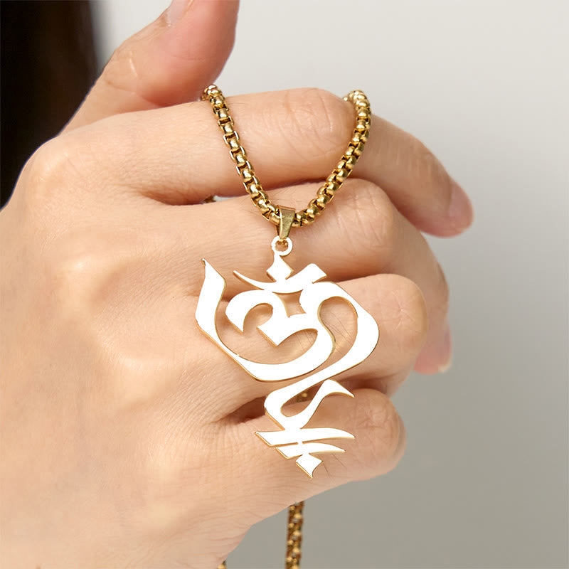 Nimara Ritual Vintage OM Symbol geometry Design Stainless Steel Connection Necklace Pendant