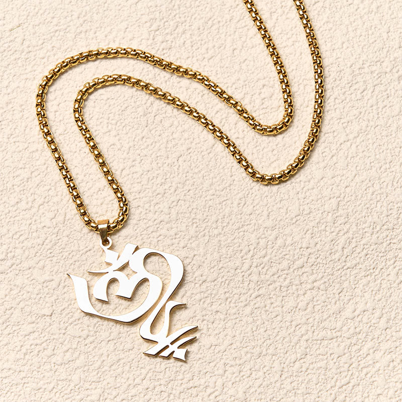 Nimara Ritual Vintage OM Symbol geometry Design Stainless Steel Connection Necklace Pendant