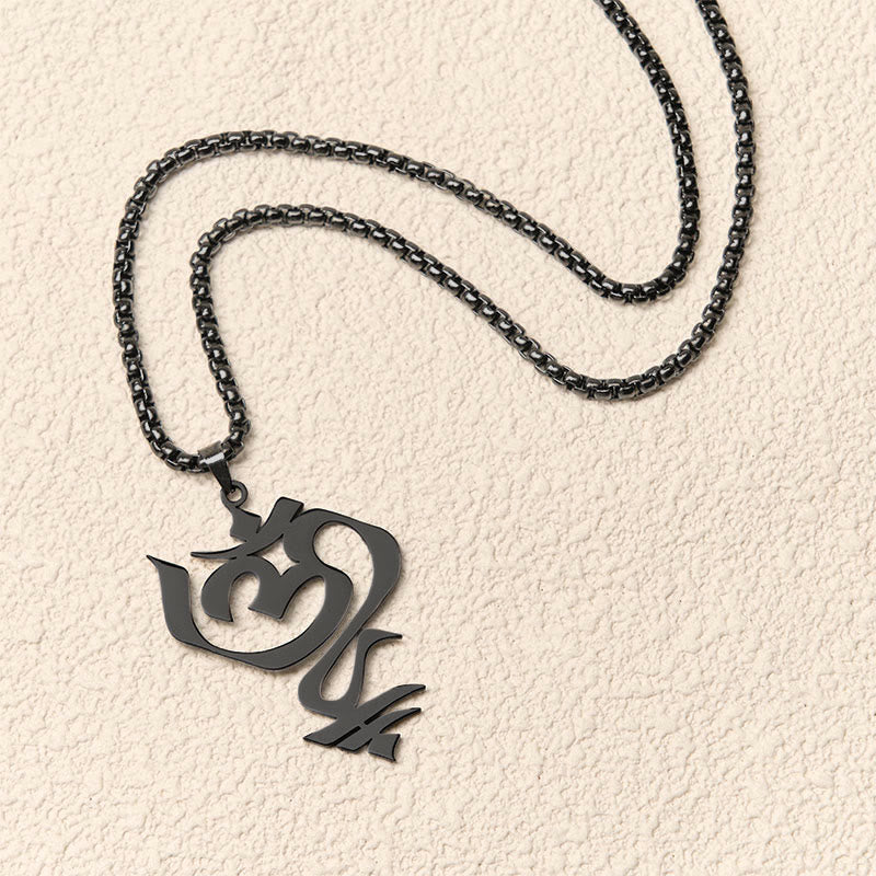 Nimara Ritual Vintage OM Symbol geometry Design Stainless Steel Connection Necklace Pendant
