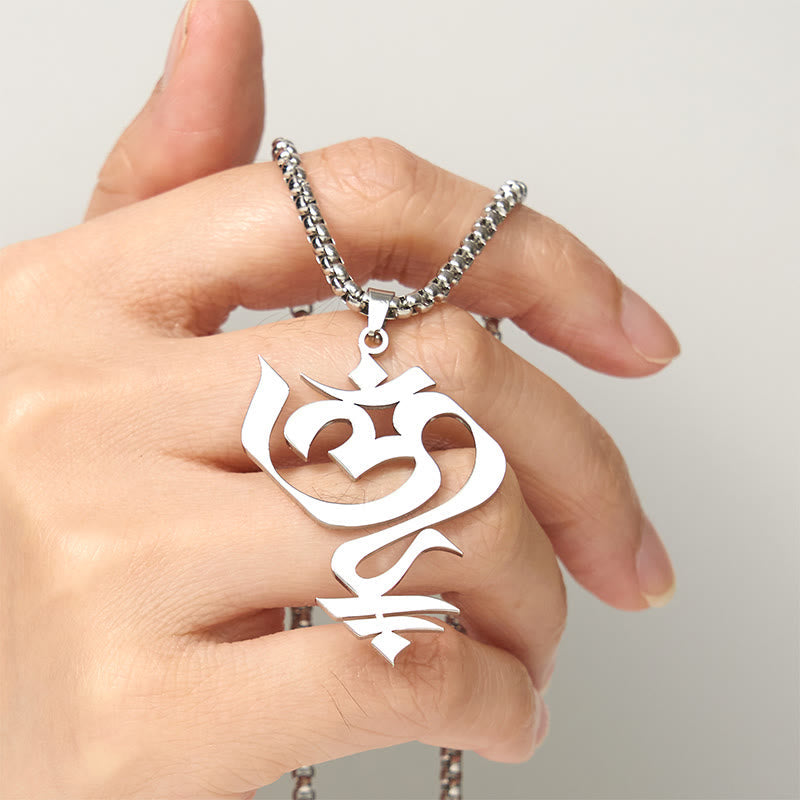 Nimara Ritual Vintage OM Symbol geometry Design Stainless Steel Connection Necklace Pendant