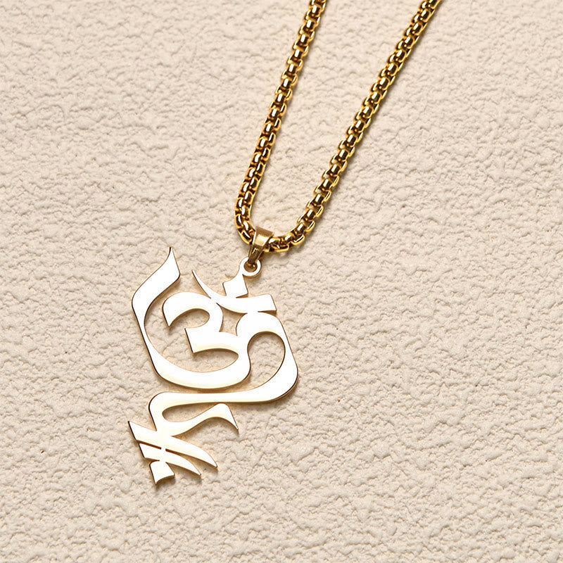 Nimara Ritual Vintage OM Symbol geometry Design Stainless Steel Connection Necklace Pendant