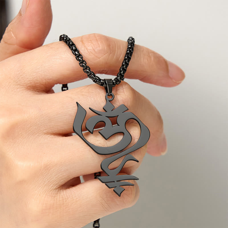Nimara Ritual Vintage OM Symbol geometry Design Stainless Steel Connection Necklace Pendant