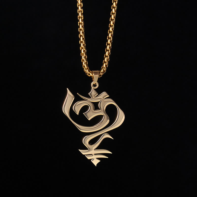 Nimara Ritual Vintage OM Symbol geometry Design Stainless Steel Connection Necklace Pendant