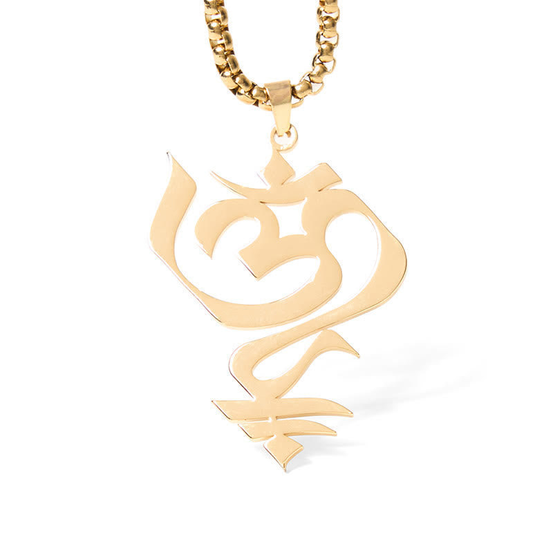 Nimara Ritual Vintage OM Symbol geometry Design Stainless Steel Connection Necklace Pendant