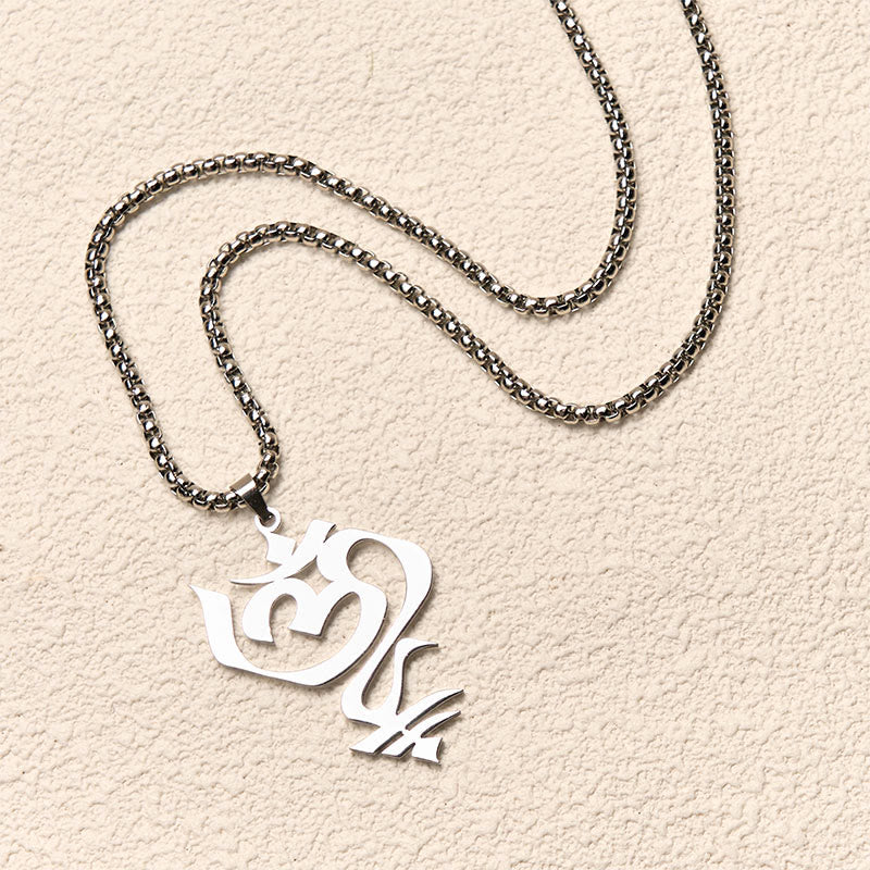 Nimara Ritual Vintage OM Symbol geometry Design Stainless Steel Connection Necklace Pendant